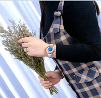 Gelang pel Dial Vintage wanita, mewah kulit jam tangan Set
