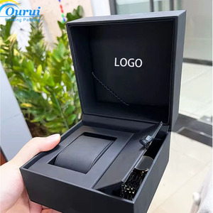 Factory Direct Sale Classic <b>Black</b> PU Watch <b>Box</b> Leather Watch <b>Box</b> With tool position Custom Logo for Luxury Watch <b>Gift</b> Packaging - Product Image 1