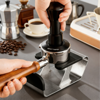 Tasseur à café réutilisable en acier inoxydable, écologique, avec poignée antidérapante, design moderne, support pour porte-filtre à café