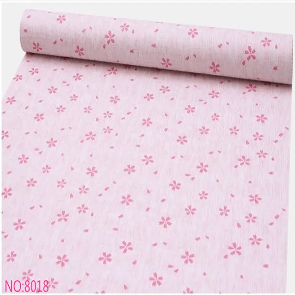 Harga langsung pabrik kertas dinding PVC berperekat antiair desain lucu merah muda kualitas baik