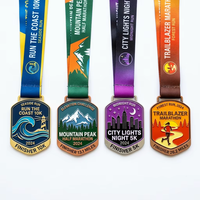 Médailles de marathon personnalisées en métal émaillé souple, sans quantité minimale de commande, en alliage de zinc, avec ruban personnalisé et conception gratuite