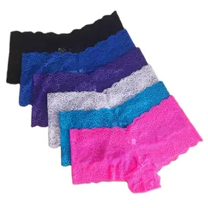 Amazon Hot Sale Eu Size Girls Sexy Lace Briefs See Through Hipster Transparent Underwear Lingerie Women's Panties