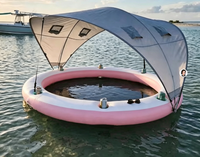 Isla Flotante Inflable Redonda con Toldo para el Sol, Directo de Fábrica, Hamaca Flotante para Fiestas Acuáticas para Varias Personas, para Adultos