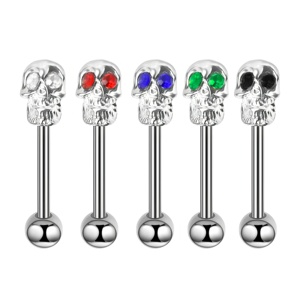 Nouveaux Piercings <span class=keywords><strong>de</strong></span> <span class=keywords><strong>Langue</strong></span> Élégants et Personnalisés en Acier Inoxydable, Ornés <span class=keywords><strong>de</strong></span> Diamants en Forme <span class=keywords><strong>de</strong></span> Crâne, Vente en Gros - Product Image 2