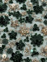 En stock en gros deux tons fleur de prunier brodé paillettes perles perles dentelle maille Net tissu robe de mariée fête scène Costume