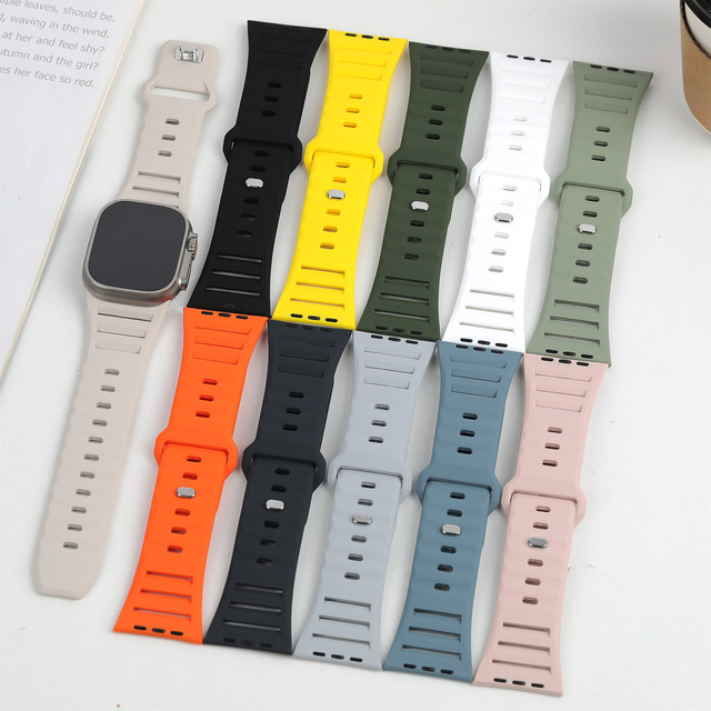 Men's Sport Silicone Smartwatch Strap Breathable and Adjustable 42mm 46mm Band for Apple Watch S10