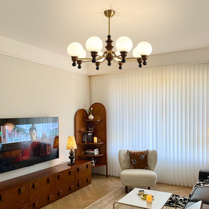 Lámpara de techo estilo retro francés, dorada, de 8 cabezas LED, redonda, con múltiples cabezales, para dormitorio, sala de estar - Product Image 4