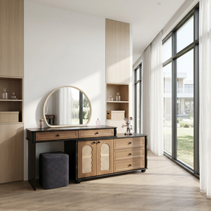 Table de maquillage moderne avec miroir éclairé et tiroirs de rangement pour meubles de chambre - Product Image 4