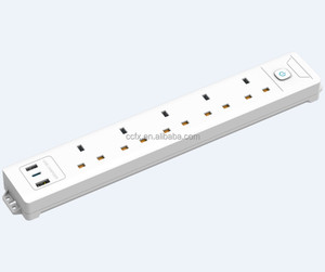 White Electric Extension Lead 5 Gang 2 Metre <strong>UK</strong> Plug 3 Pin <strong>Socket</strong> Outlet Wall Mountable Multi <strong>Socket</strong> - Product Image 1