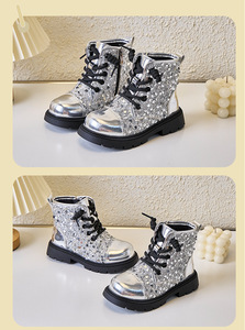 รองเท้าบูทแฟชั่นขายส่งสำหรับเด็ก รองเท้าลำลองแบบมีประกายสำหรับเด็ก ดีไซน์ใหม่ รองเท้าบูทซิปสำหรับเด็กผู้หญิงสำหรับฤดูหนาว - Product Image 6