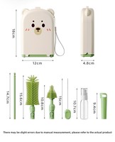 Ensemble de brosses de nettoyage pour biberons avec support de séchage et étui de rangement - Kit de nettoyage portable pour biberons en silicone et PP