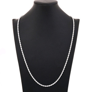 Conjunto de Collar y Pulsera de Cadena de Cuerda Trenzada Plateada de 4 mm, Joyería Unisex de Acero Inoxidable, Regalo, Diseño Trenzado Moderno - Product Image 4