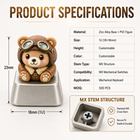 Capuchons de touches de clavier mécaniques en PVC personnalisés, design animalier 3D mignon, OEM/ODM, couleur et taille au choix, pour Cherry MX