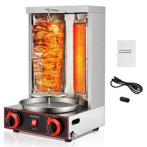 Máquina de <span class=keywords><strong>Kebab</strong></span> Eléctrica Vertical, Asador Giratorio con Interruptor de Ajuste de Temperatura, Acero Inoxidable, 2 Quemadores, 50-300 <span class=keywords><strong>d</strong></span> - Product Image 1
