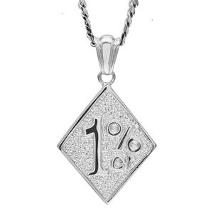 จี้สร้อยคอรูปโลโก้ 1%er ประดับเพชร 1%  ทำจากสแตนเลสเคลือบเงา  ทอง 18K  สำหรับนักขี่มอเตอร์ไซค์  งานสั่งทำพิเศษ - Product Image 3
