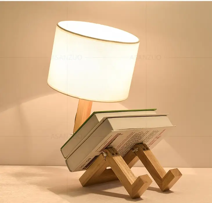 Desk Lamps Table Lamp Creative Nordic Pendant Ceiling Lighting With Wooden Base Chandelier Robot Vintage Lamps For Living Room