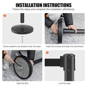 Ограждение для контроля толпы из нержавеющей стали, столб-ограждение для регулирования движения, защита IP33, ударопрочный, настенный/напольный, с креплением M30 - Product Image 2