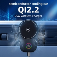 Chargeur de voiture sans fil magnétique certifié .2 25W avec refroidissement semi-conducteur, lumière RGB et aimant puissant N52 pour iPhone
