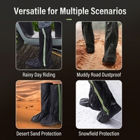 Couvre-chaussures de pluie réutilisables imperméables à tige haute en Oxford avec semelle antidérapante et bande réfléchissante pour la conduite en extérieur