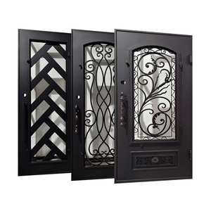 Americana moderna in metallo di ferro porta di Design esterno d'ingresso in acciaio blindato di sicurezza singole porte in ferro per le case dalla fabbrica - Product Image 4