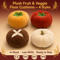 Pluche katoenen fruit- en groentevloerkussens, persimmon, paddenstoel, pompoen, fluweelzachte poef, ottomane, 4 stijlen, aanpasbare kleuren