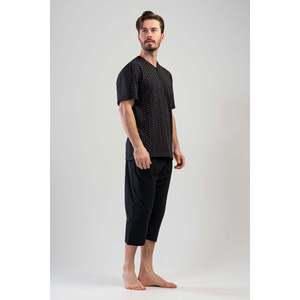 <b>Man</b> Village Printed Capri <b>Pajama</b> <b>Set</b> 100% Cotton Short Sleeve Knitted Sleepwear <b>Men's</b> - Product Image 4
