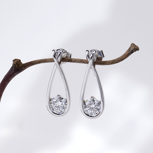 MSE-974 Messi Jewelry Silver925 Twisted Knot Floating <b>Diamond</b> <b>Dangle</b> <b>Earrings</b> For Women - Product Image 1