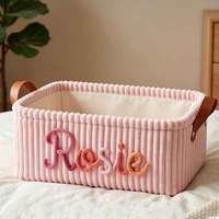 Cesta de Almacenamiento de Corduroy Personalizada Uionen con Nombre, Cesta de Gran Capacidad para Artículos Diversos
