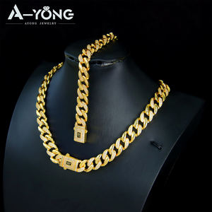Juego de Joyería Ayong Nuevo Estilo Mónaco con Cadena de Eslabones Cubanos, Circonitas y Baño de Oro de 18K, Collar y Pulsera - Product Image 4