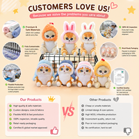 Porte-clés chat en peluche super douce de haute qualité, motif mini requin lapin Kawaii, prix d'usine en gros