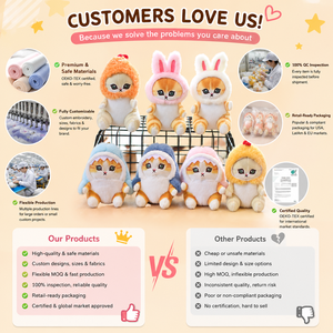 Porte-clés chat en peluche douce de haute qualité, motif mini requin lapin Kawaii, prix d'usine en gros - Product Image 5