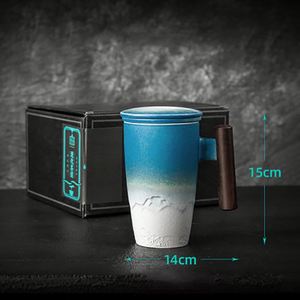 Taza de Café/Té de Cerámica Hecha a Mano con Colador Grande, Taza Tradicional Retro, Set de Regalo Empresarial <span class=keywords><strong>para</strong></span> Hogar u Oficina - Product Image 5
