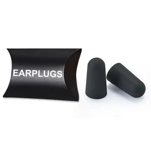 PU espuma Tampões em Pillow Box com logotipo personalizado Preto Ear Plugs