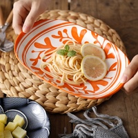 Assiette à poisson ovale de 12 pouces de style Japandi, grande assiette en céramique sous-glaçurée pour la maison et la restauration, plats et assiettes de service