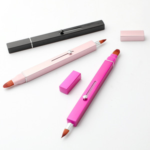 Pinceau à lèvres en aluminium rétractable double embout avec capuchon, outil de maquillage portable, vente chaude - Product Image 2