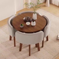 Ensemble de table de réception en bois de style moderne et créatif avec plateau en marbre et rangement pour balcon, bureau, salon de thé, repas décontractés