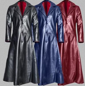 Ecowalson Abrigo Largo <span class=keywords><strong>de</strong></span> Cuero para Hombre, Estilo Gótico Punk, Chaqueta Larga <span class=keywords><strong>de</strong></span> Invierno, Abrigo <span class=keywords><strong>de</strong></span> <span class=keywords><strong>Vampiro</strong></span> Gótico, Capa <span class=keywords><strong>de</strong></span> Caballero Oscuro, Abrigo con Capucha Estilo Capa - Product Image 1