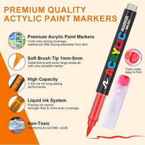 Acrylic Paint Brush Markers 100 Colors Acrylic Paint Pens for Rock, Glass <b>Painting</b>, Ceramic, Wood, Canvas, Fabric, Photo Album - Product Image 2