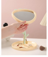Flower Mirror Desktop Rotating HD Princess Mirror Jewelry Storage Mirror High Beauty Makeup Mirror