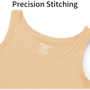 Camiseta sin mangas de algodón para niñas, cuello redondo, elástica, para edades de 2 a 14 años - Product Image 3