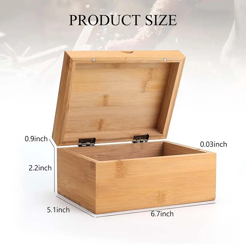 Caixa de madeira de bambu pequena com tampa articulada, caixa de madeira natural para artesanato, arte decorativa, armazenamento doméstico, caixa de lembranças para presente