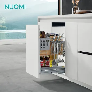 NUOMI Geek Series 400 450mm laci dapur keranjang geser pengatur kabinet menarik Unit dapur kawat bumbu keranjang laci