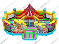 Parcours d'obstacles gonflable commercial de type château avec toboggan et aire de jeux pour divertissement de cirque