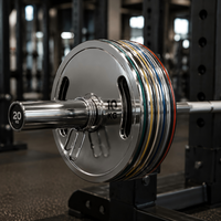 Pelat Beban Baja Padat Berlapis Elektroplating CooSport Fitness untuk Gym Komersial, Pelat Barbel untuk Pria Wanita, Latihan Kekuatan Kebugaran