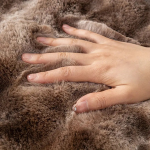 Cojines para silla de imitación de piel de conejo, 45x135cm, felpa suave, antideslizante, para dormitorio, estudio, funda para silla, rectángulo, Tie Dye, café - Product Image 3