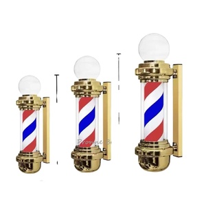 Salon de coiffure style signe or barbier rotatif lumière pôle salon de coiffure lampes extérieur LED barbier pôle - Product Image 1