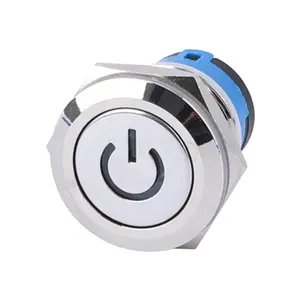 19mm phẳng đầu tạm thời không thấm nước Thiết bị chuyển mạch vòng LED chiếu sáng pushbutton kim loại đẩy nút chuyển đổi tùy chỉnh