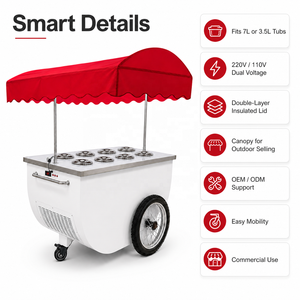 Vetrina Professionale Curva per Gelato con Vetro Temperato, 4/6/8 Vaschette, per Supermercati, Caffetterie, Panifici e Negozi di Alimentari - Product Image 5