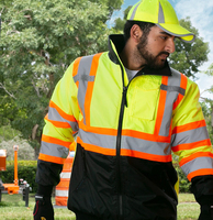 Veste de sécurité réfléchissante à haute visibilité bicolore avec tissu Oxford 300D et doublure thermique pour les travailleurs du bâtiment en hiver