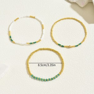 Women's <b>Beaded</b> Bracelet <b>Set</b> Green Gold Crystal Bohemian Style Jewelry Gift - Product Image 3